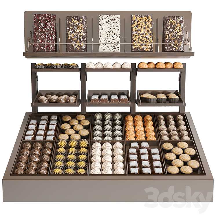 Display case with sweets - Shop - 3D model