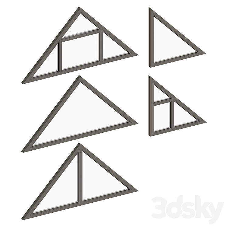 Triangle Button Windows Triangle window with a tilt angle 45° - Windows - 3D model